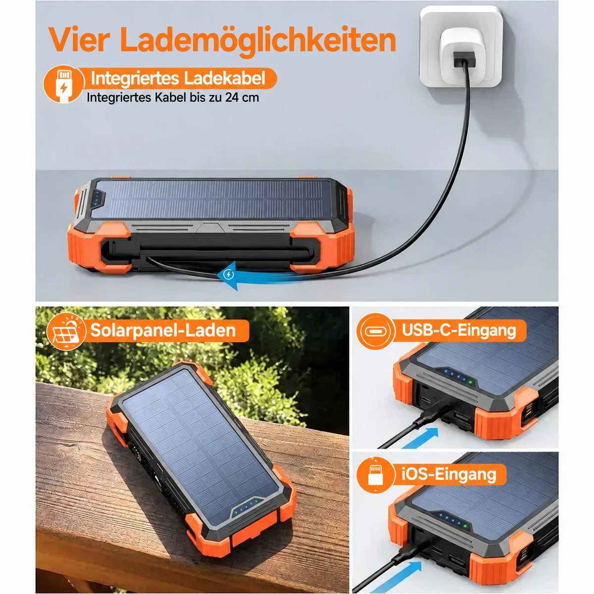 Vier Lademöglichkeiten