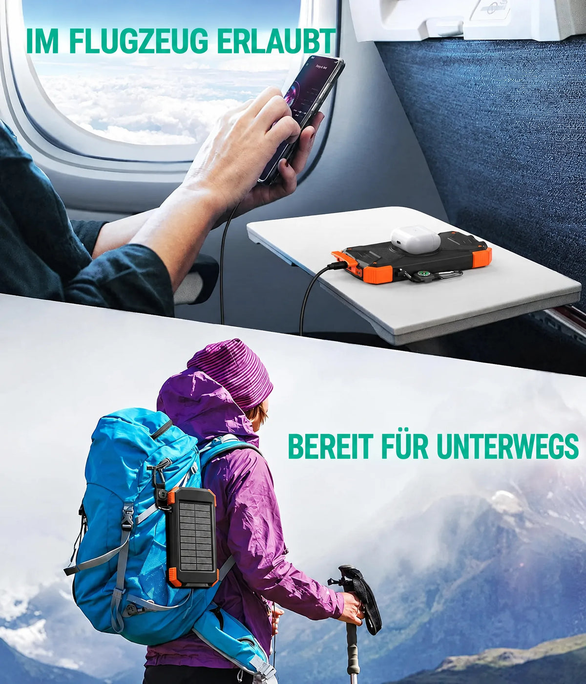 Im Flugzeug erlaubt, bereit für unterwegs