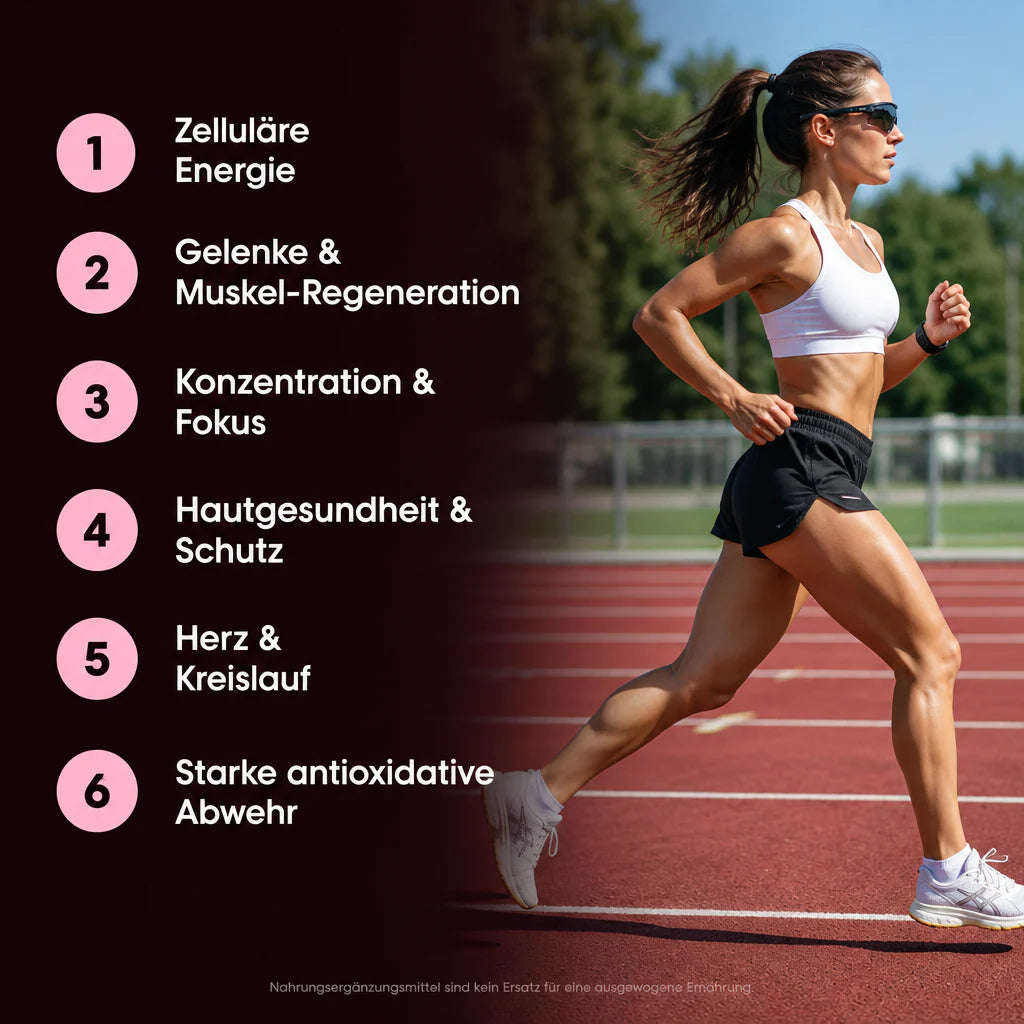 Sechs Vorteile von Viturea Astaxanthin – zelluläre Energie, Regeneration, Fokus, Haut, Herz, antioxidative Abwehr